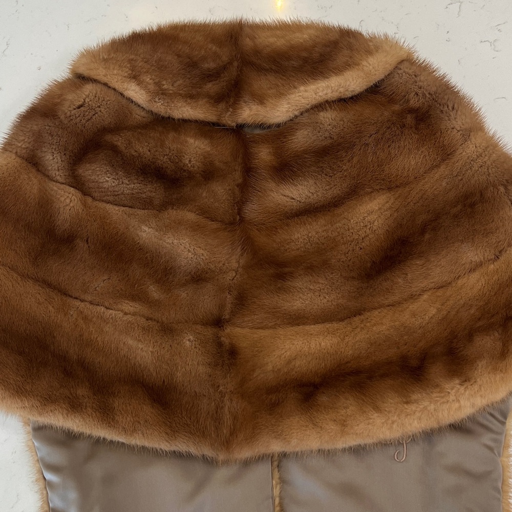 Vintage 1960s EMBA Autumn Haze Mink Fur Stole Capelet Natural Brown Wrap - Picture 6 of 14